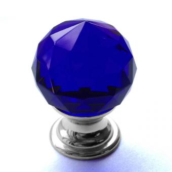 Möbelknopf Kristall blau Chrom 30mm 