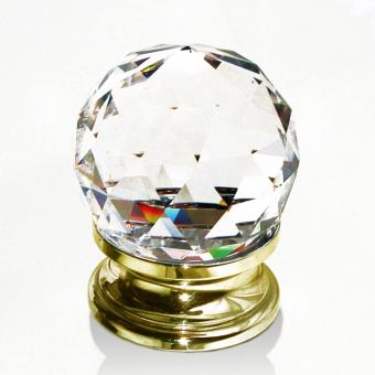 Möbelknopf Kristall Messing 40mm 